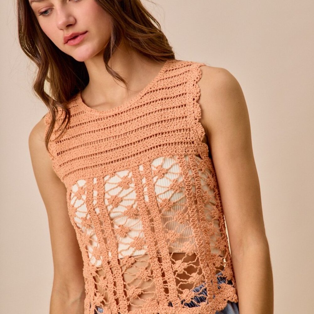 SO ME Crochet Knitted Lace Sweater‎ Tank Top - Picture 7 of 11